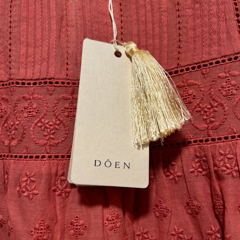 DÔEN Nerine embroidered tiered cotton-voile mini dress size MEDIUM - Picture 2 of 11